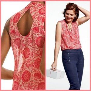 CAbi Vita Sheer Floral Cutout Blouse